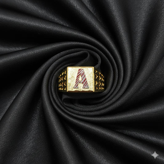 10K Mens Initial "A" Gold Ring