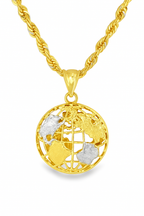 10K Yellow Gold World Map Globe Pendant Necklace Set – Travel & Adventure Symbol | Jewelry Palace