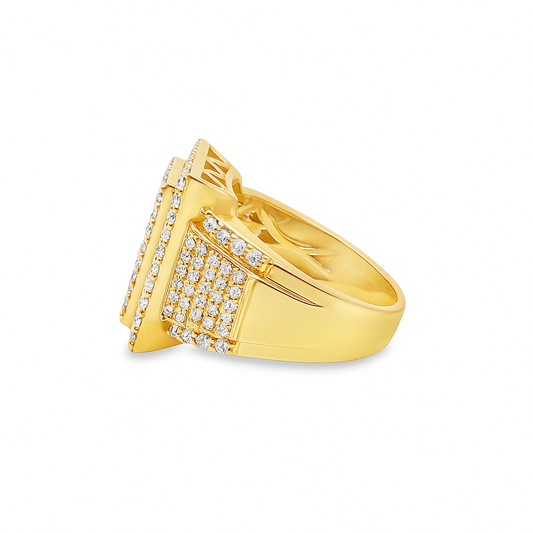 Men’s Baguette & Round Diamond Ring 2.25 CTW | 14K Yellow Gold Luxury Statement Ring | Jewelry Palace