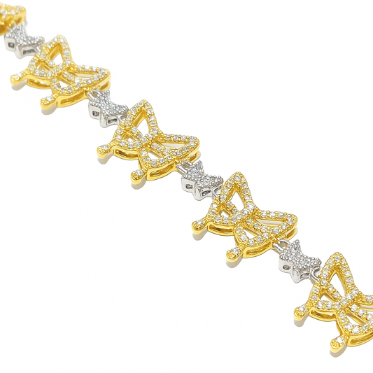 10K Yellow & White Gold Women’s Diamond Butterfly Bracelet 1.25 ctw – Elegant Two-Tone Design | Jewelry Palace