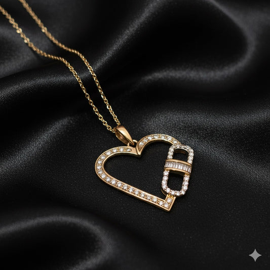 10K Yellow Gold Diamond Heart Necklace for Women | 0.35 CTW
