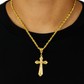 10K Yellow Gold Cross Necklace | Textured Cross Pendant with Rope Chain | Jewelry Palace