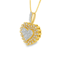10K Yellow Gold Diamond Heart Necklace Cluster Halo Pendant 0.57 CTW
