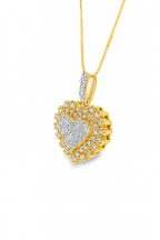 10K Yellow Gold Diamond Heart Necklace Cluster Halo Pendant 0.57 CTW
