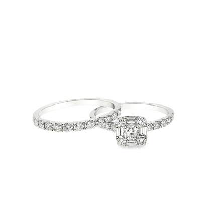 14K White Gold Princess Cut Diamond Engagement Ring 1.00 ctw | Elegant Bridal Set – Jewelry Palace Lithonia GA