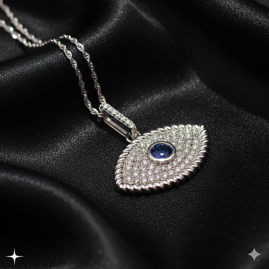 10K White Gold Diamond Evil Eye Necklace for Women 0.25 CTW | Sapphire Center