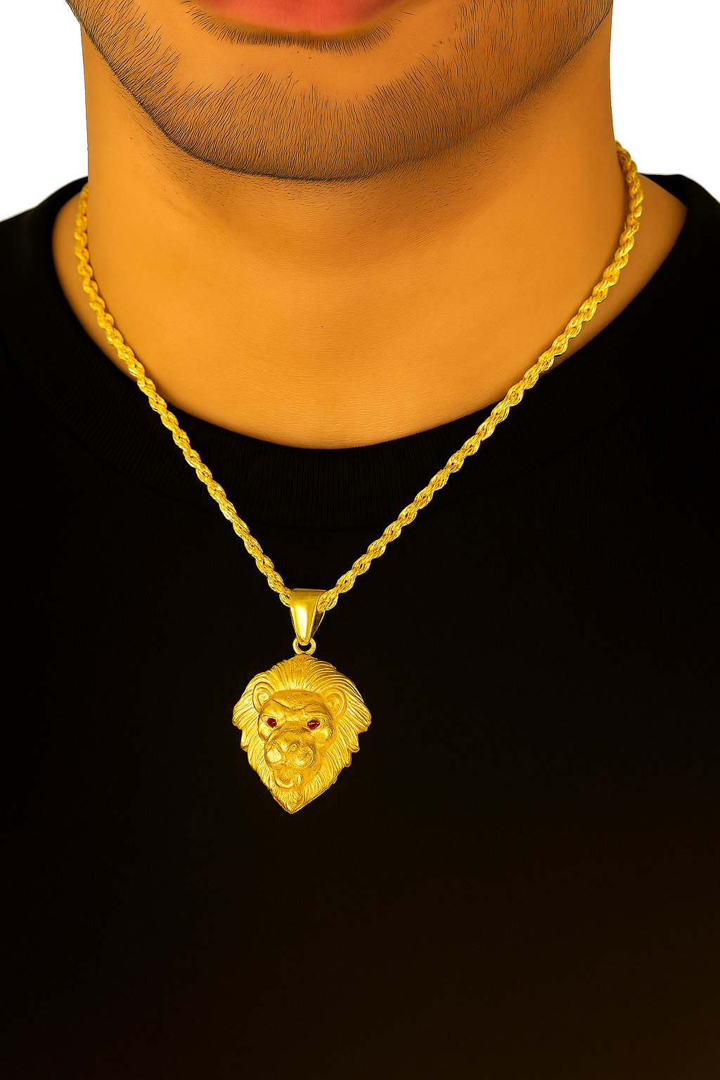 10K Yellow Gold Lion Head Pendant Necklace Set – Fierce & Regal Design | Jewelry Palace