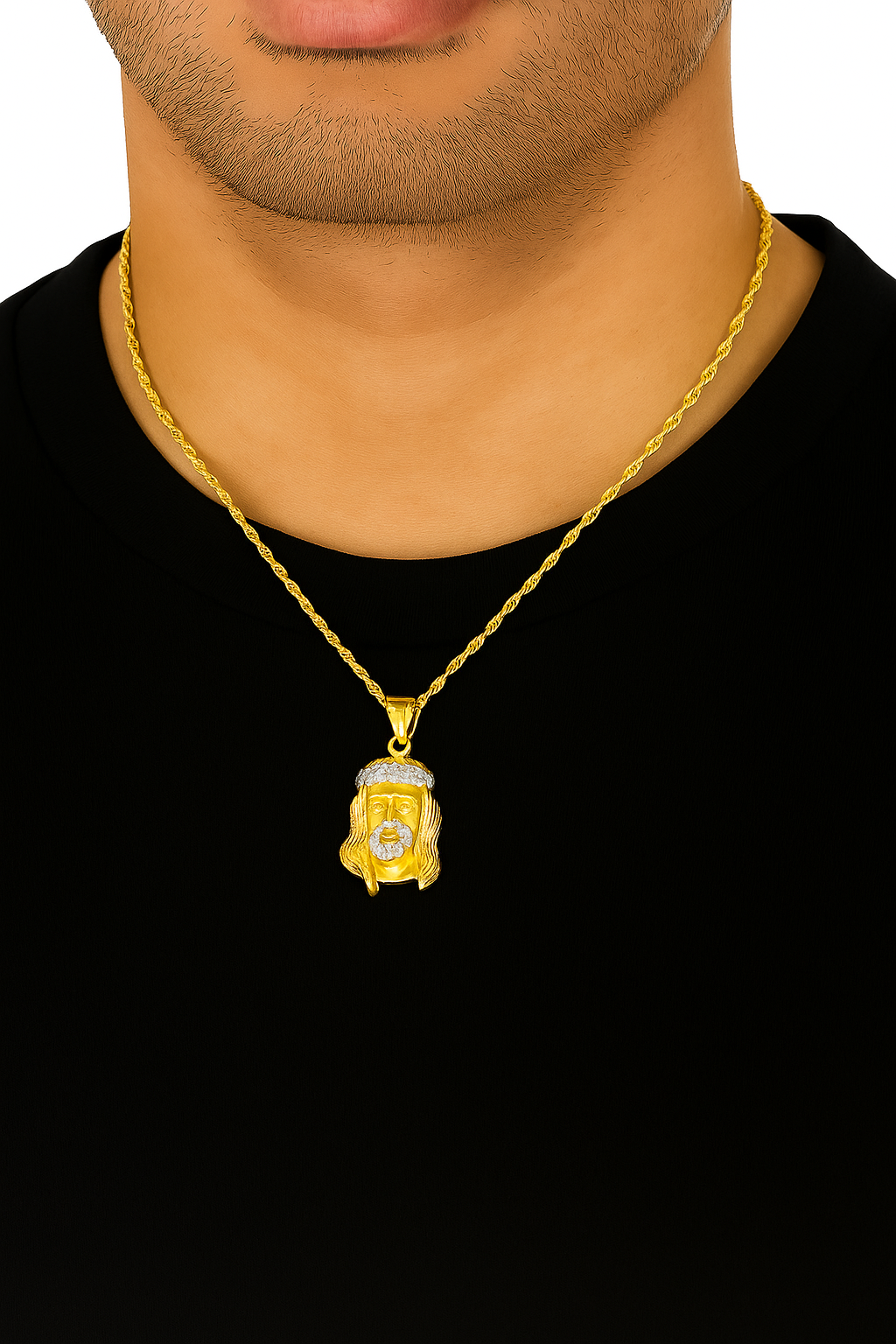 10K Yellow Gold Jesus Face Pendant Necklace Set – Symbol of Faith & Strength | Jewelry Palace