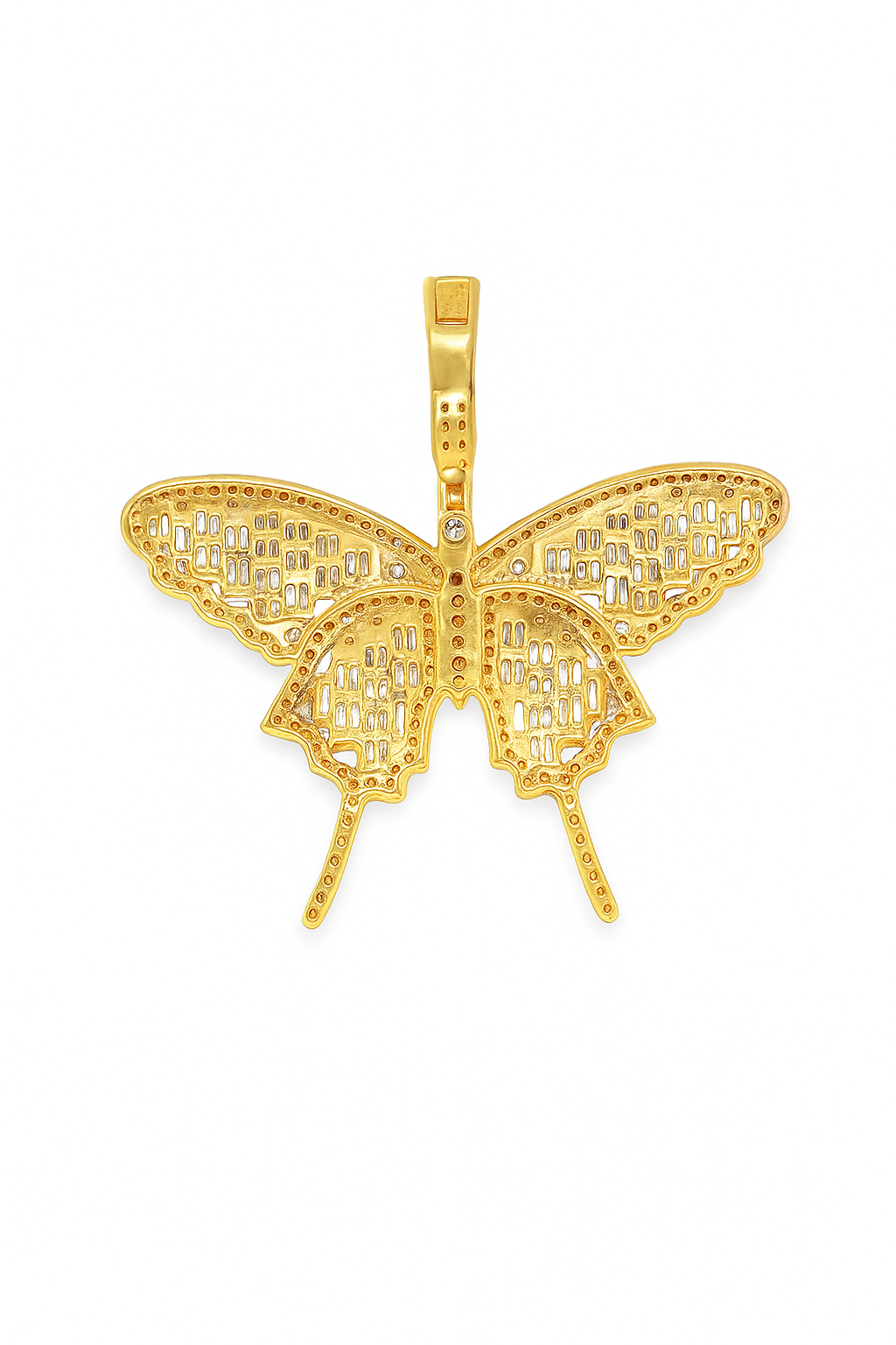 10K Yellow Gold 2.25 ctw Baguette Diamond Elegant Butterfly Pendant | Luxury Statement Jewelry | Jewelry Palace