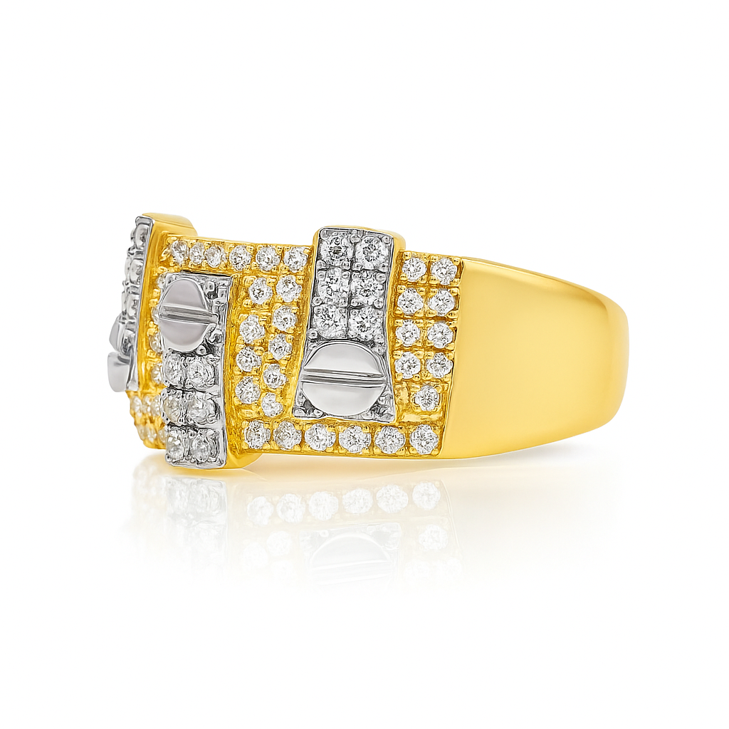 Elegant Men’s 10K Yellow Gold Nail Diamond Ring | 1.20 CTW | Jewelry Palace