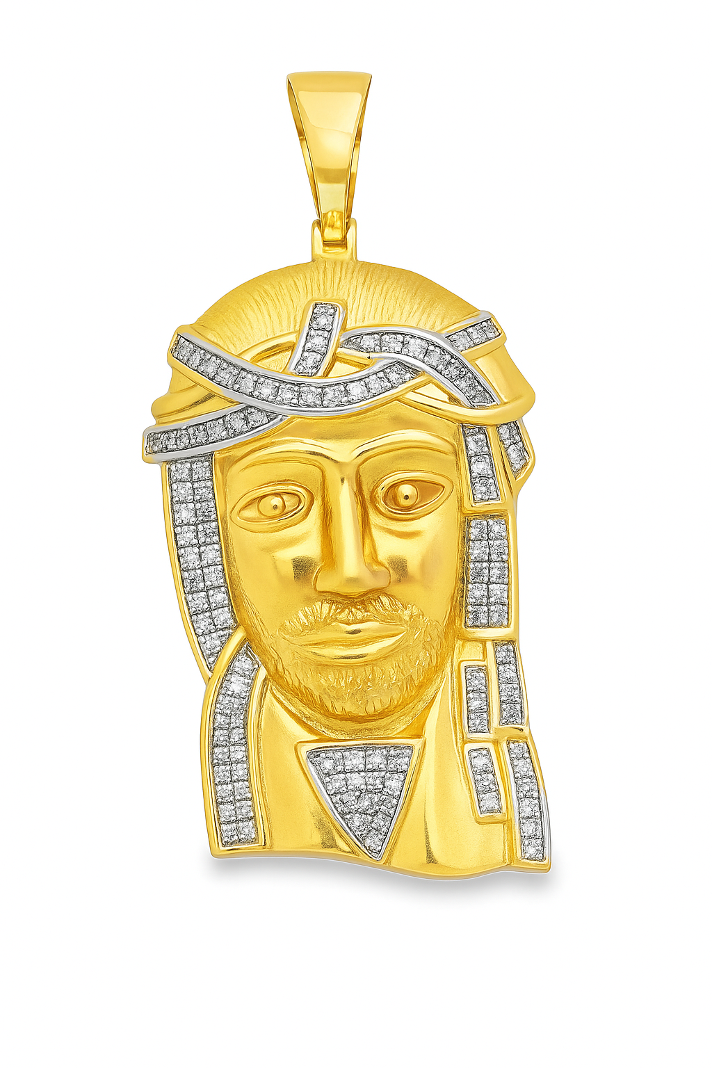10K Yellow Gold Diamond Jesus Pendant 0.50 ctw | Round Cut Diamond Accent Religious Charm
