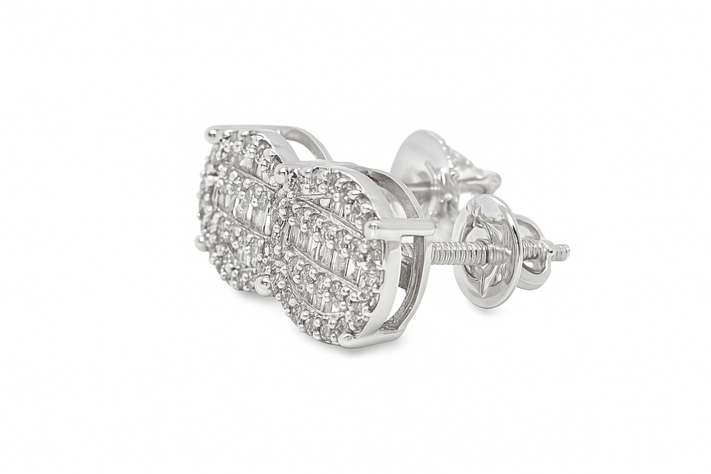 10K White Gold Diamond Round Cluster Stud Earrings 0.33 CTW | Jewelry Palace