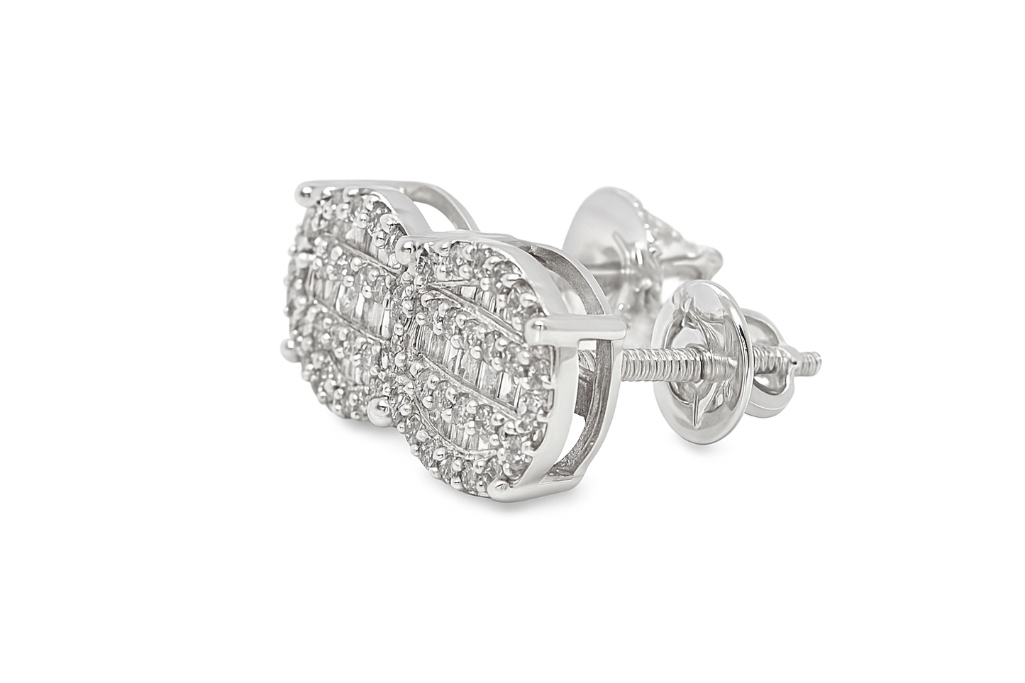 10K White Gold Diamond Round Cluster Stud Earrings 0.33 CTW | Jewelry Palace