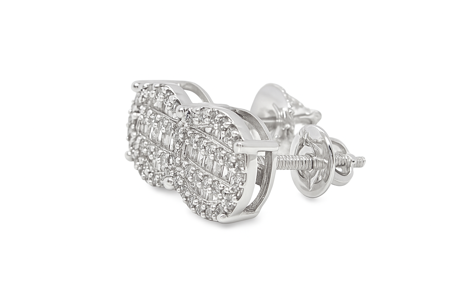 10K White Gold Diamond Round Cluster Stud Earrings 0.33 CTW | Jewelry Palace