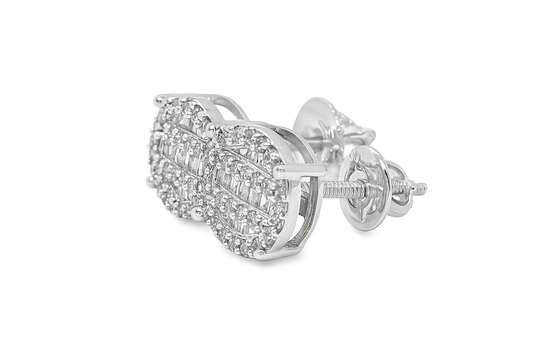 10K White Gold Diamond Round Cluster Stud Earrings 0.33 CTW | Jewelry Palace