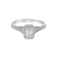 14K White Gold Diamond Engagement Ring with Emerald Cut Center Stone 0.75 ctw Overall