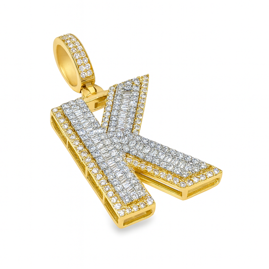 10K Yellow Gold Diamond “K” Initial Pendant 0.85 ctw | Iced Out Personalized Letter Pendant – Jewelry Palace