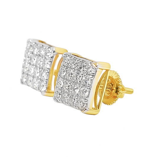 10K White Gold Diamond Square Pave Stud Earrings 1.05 CTW | Jewelry Palace