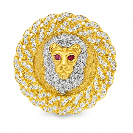 10K Yellow Gold Diamond Lion Head Ring 1.50 CTW | Iced-Out King of the Jungle Ring | Jewelry Palace