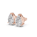 2.50 CTW pear cut lab grown diamond stud earrings in 14K rose gold