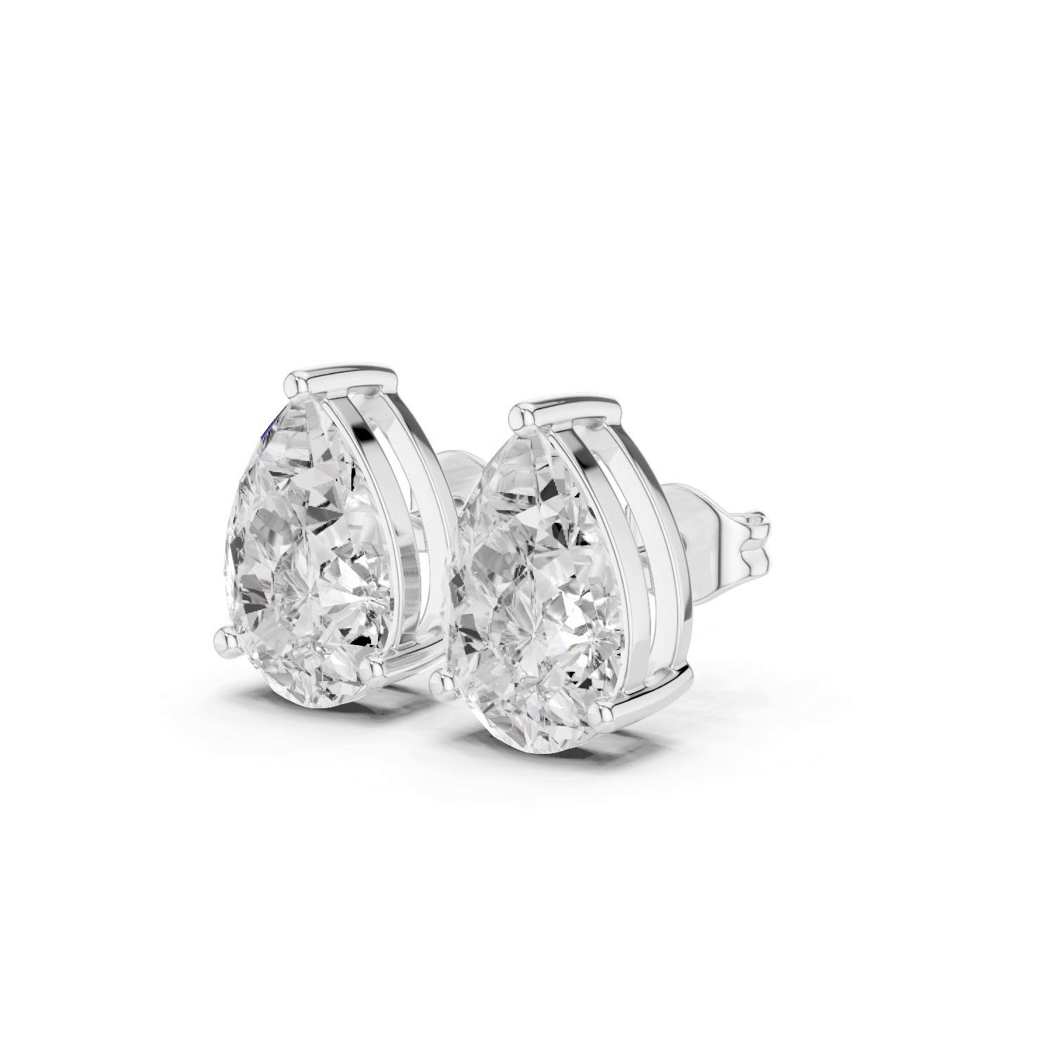 2.50 CTW pear cut lab grown diamond stud earrings in 14K white gold
