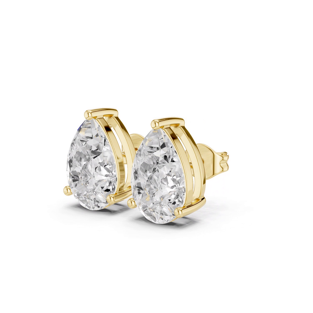 2.50 CTW pear cut lab grown diamond stud earrings in 14K yellow gold