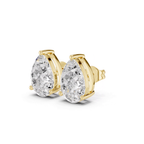 2.50 CTW pear cut lab grown diamond stud earrings in 14K yellow gold