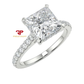 2.01 CT Princess Cut IGI Certified Lab Grown Diamond Engagement Ring – 18K White Gold 3.01 ctw Overall