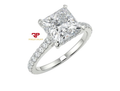 2.01 CT Princess Cut IGI Certified Lab Grown Diamond Engagement Ring – 18K White Gold 3.01 ctw Overall