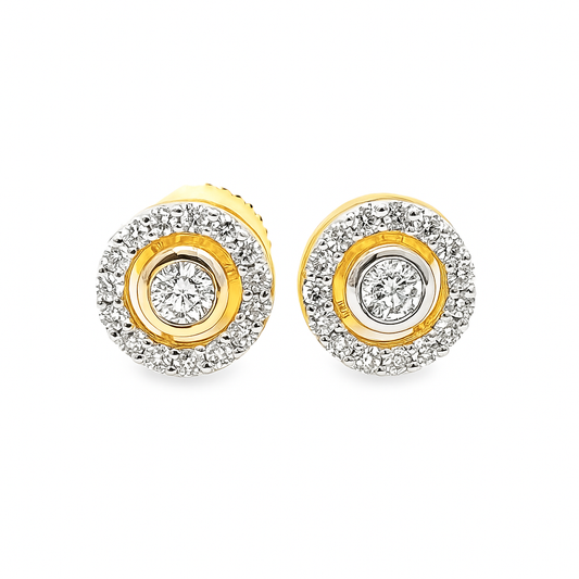 10K Yellow Gold Diamond Halo Earrings – 1/4 CTW Center Stone Design | Jewelry Palace