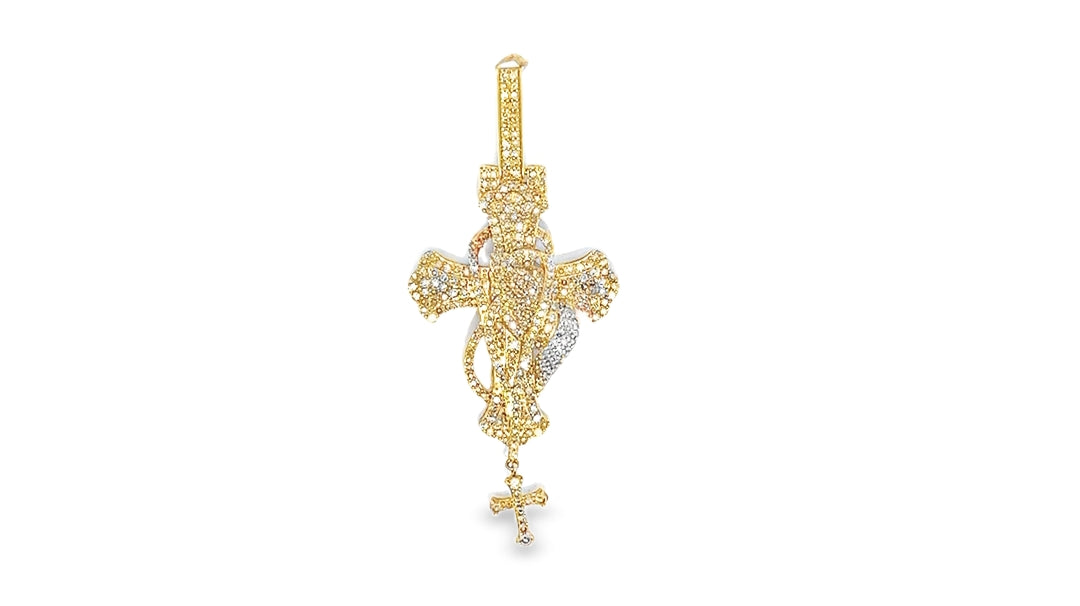 10K Yellow Gold Diamond Cross Pendant 2.50 ctw