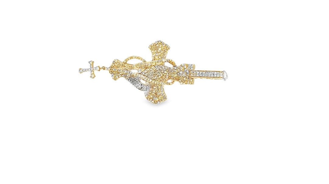 10K Yellow Gold Diamond Cross Pendant 2.50 ctw