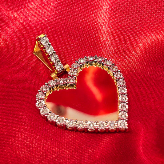 10k Yellow Gold Diamond Heart Memory Pendant 0.56 ctw