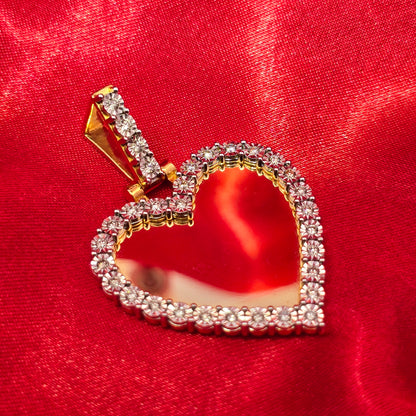10k Yellow Gold Diamond Heart Memory Pendant 0.56 ctw