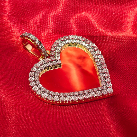 10k Yellow Gold Heart Shaped Diamond Memory Pendant 0.50 ctw