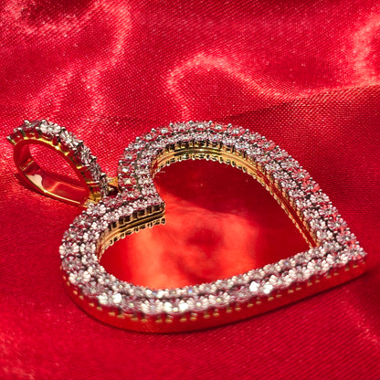 10k Yellow Gold Heart Shaped Diamond Memory Pendant 0.50 ctw