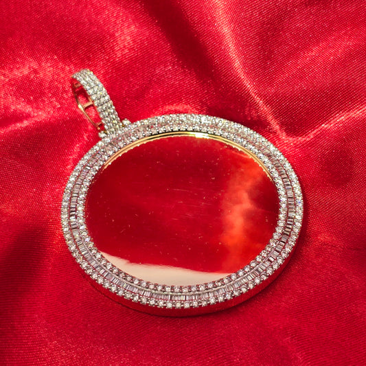 10k Yellow Gold Diamond Round  Memory  Pendant 3.79 ctw