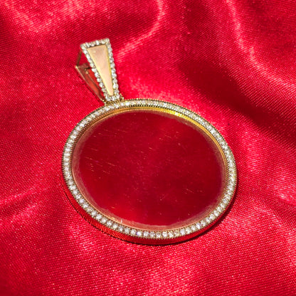 10k Yellow Gold Diamond Frame Pendant 1.09 ctw double side picture