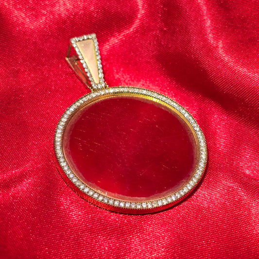 10k Yellow Gold Diamond Frame Pendant 1.09 ctw double side picture