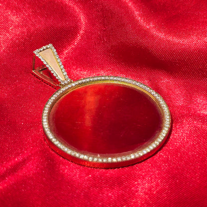 10k Yellow Gold Diamond Frame Pendant 1.09 ctw double side picture