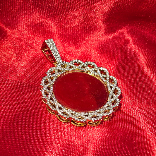10k Yellow Gold Diamond Cuban Circle Picture Pendant 1.74 ctw