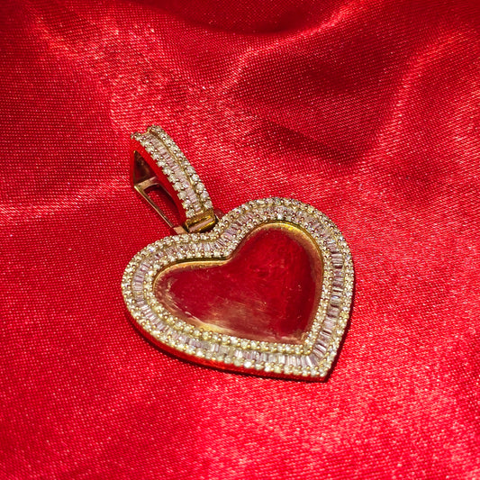 10k Yellow Gold Heart Shaped Diamond Memory Pendant 2.50 ctw