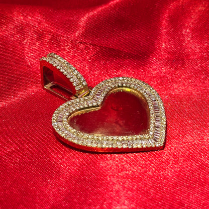 10k Yellow Gold Heart Shaped Diamond Memory Pendant 2.50 ctw