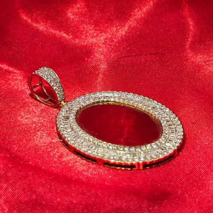 10k Yellow Gold Diamond Oval Memory Pendant 3.0 ctw