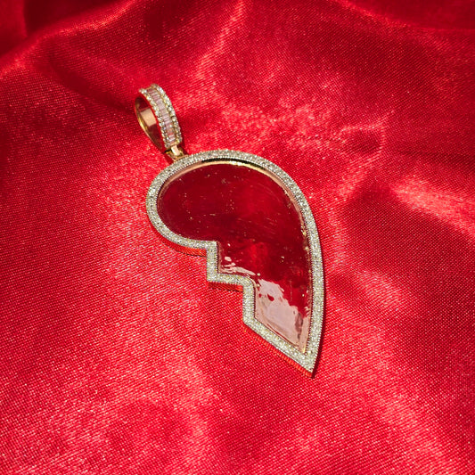 10k Yellow Gold Diamond Broken Heart Pendant 0.75 ctw