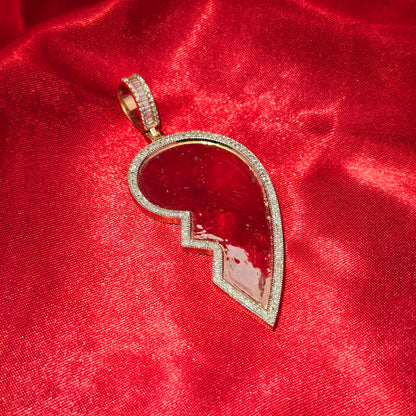 10k Yellow Gold Diamond Broken Heart Pendant 0.75 ctw