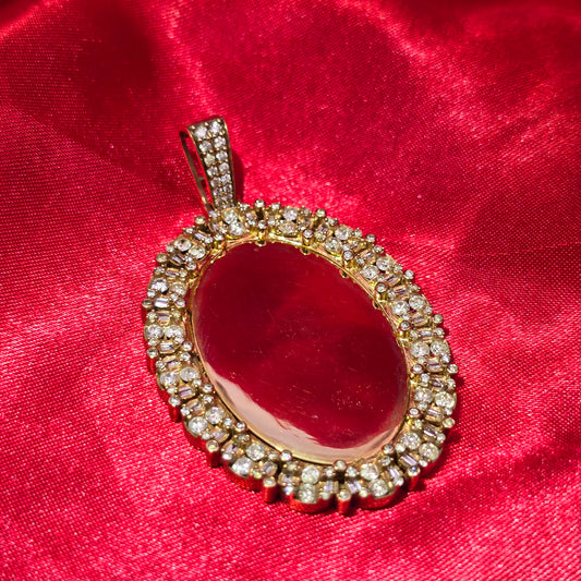 10k Yellow Gold Diamond Oval Memory Pendant 4.0 ctw
