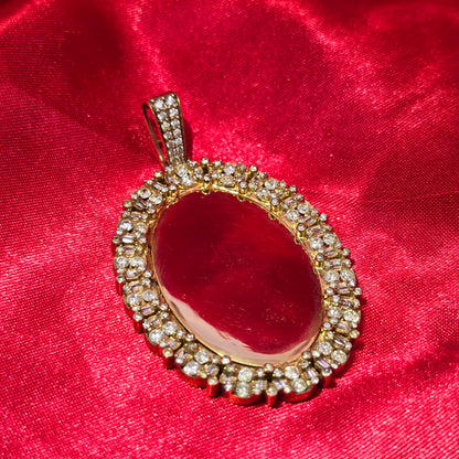 10k Yellow Gold Diamond Oval Memory Pendant 4.0 ctw