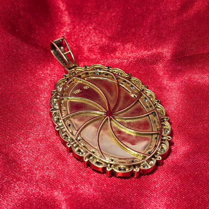 10k Yellow Gold Diamond Oval Memory Pendant 4.0 ctw