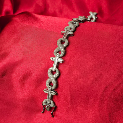10k White Gold Diamond Infinity Link Mixed Cross Bracelet 5.17 ctw